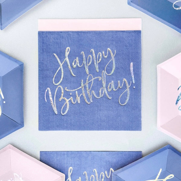 NAPKINS LARGE - BLUE BIRTHDAY