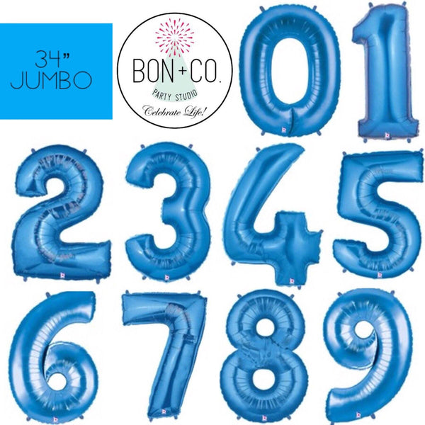BALLOON BAR - 34" JUMBO NUMBER BLUE, Balloons, BETALLIC - Bon + Co. Party Studio