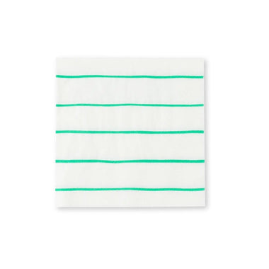 NAPKINS SMALL - GREEN FRENCHIE STRIPES CLOVER
