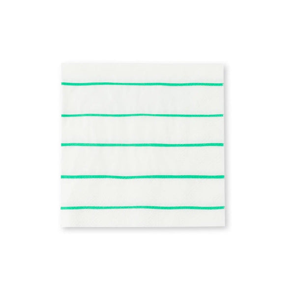 NAPKINS SMALL - GREEN FRENCHIE STRIPES CLOVER