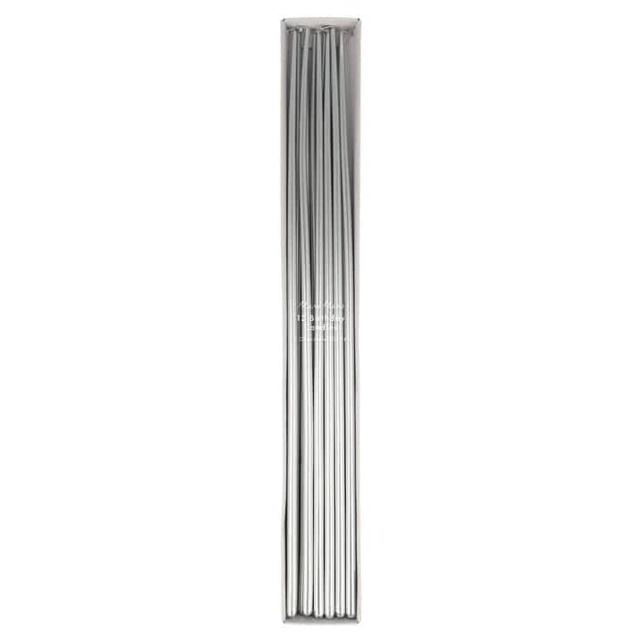 CANDLES - MERI MERI EXTRA TALL TAPERED SILVER