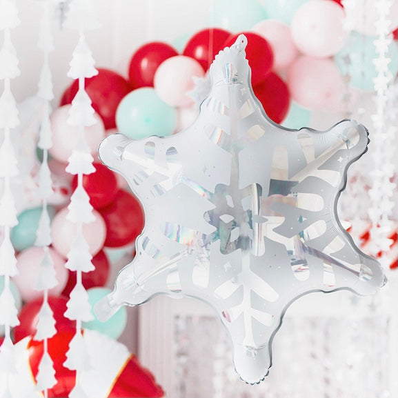 BALLOONS - SNOWFLAKE WHITE HOLOGRAPHIC