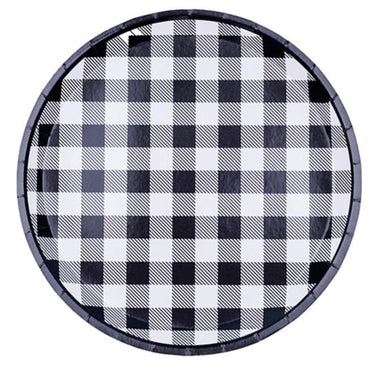 PLATES - LARGE HEY BAE-BEE BLACK GINGHAM, PLATES, Jollity & Co - Bon + Co. Party Studio