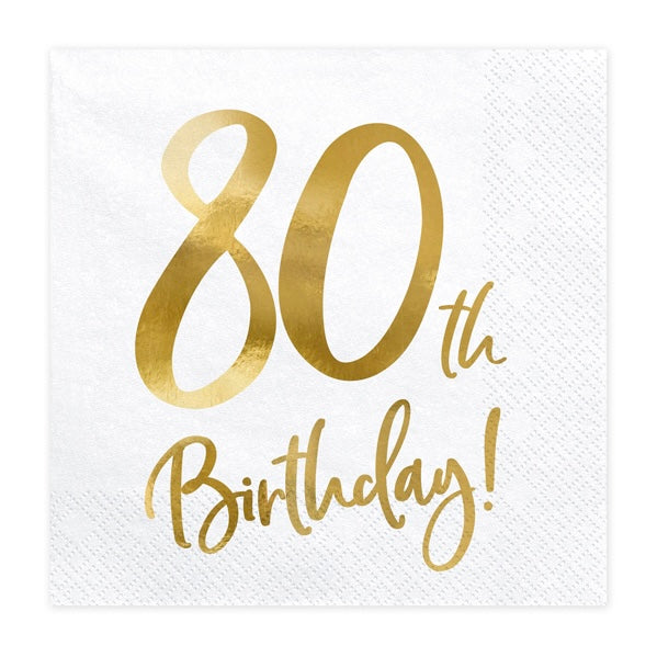 NAPKINS LARGE - MILESTONE 80TH BIRTHDAY GOLD