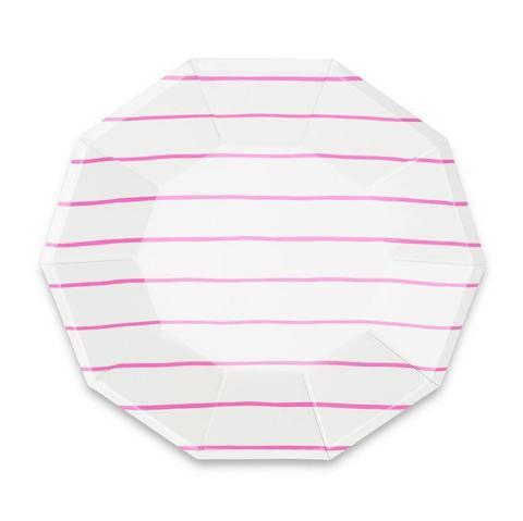 PLATES - LARGE DAYDREAM SOCIETY FRENCHIE STRIPES CERISE, PLATES, Daydream Society - Bon + Co. Party Studio
