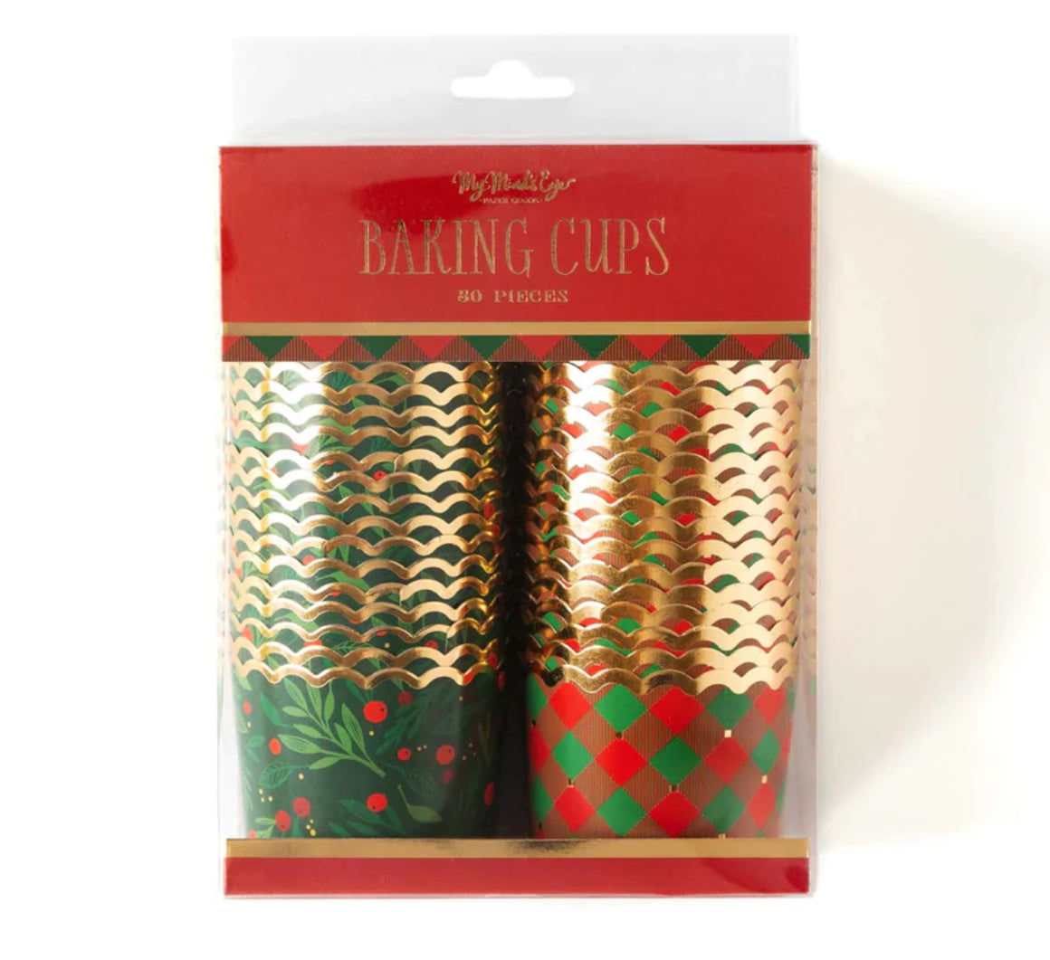 FOOD CUPS JUMBO - CHRISTMAS HOLLY (PACK OF 40)
