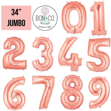 BALLOON BAR - 34" JUMBO NUMBER ROSE GOLD, Balloons, Anagram - Bon + Co. Party Studio