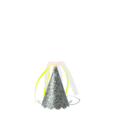 PARTY HATS - MINI SILVER SPARKLE (Pack of 8)
