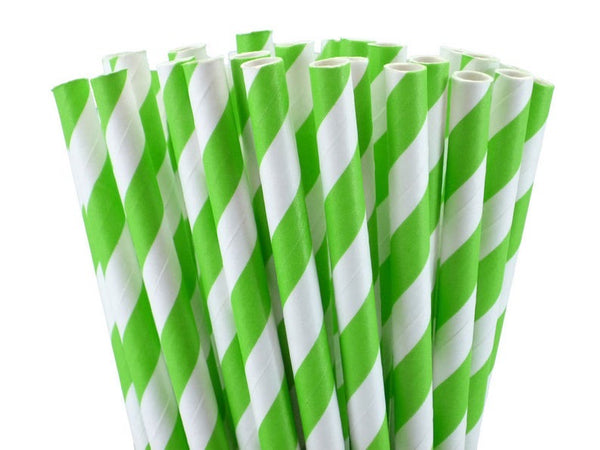 STRAWS - STRIPEY JASMINE GREEN (25 pack)
