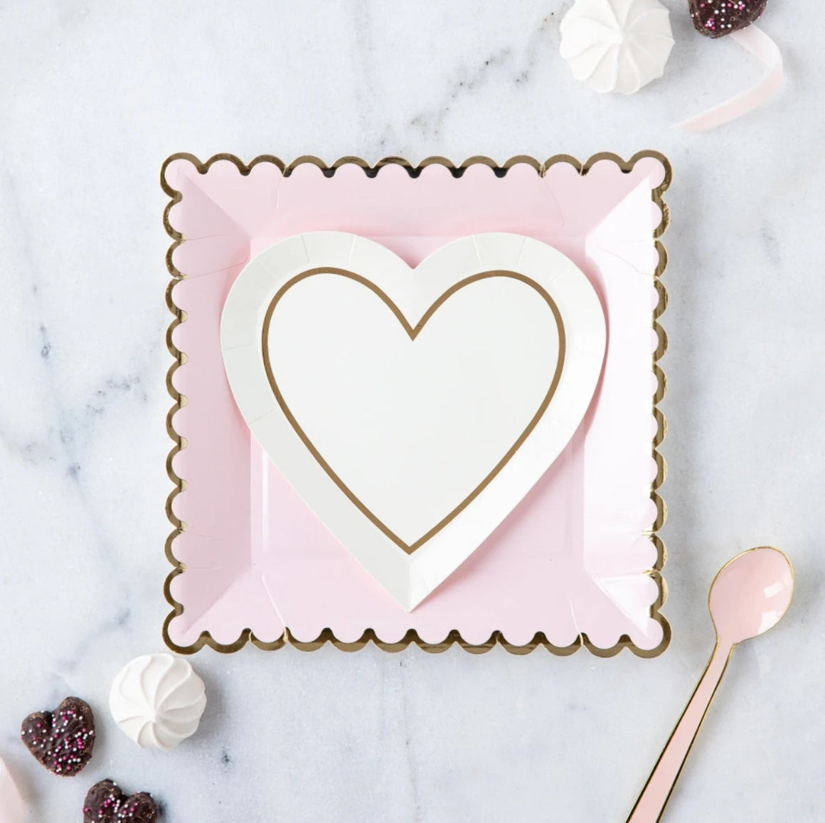 PLATES - SMALL HEART WHITE & GOLD
