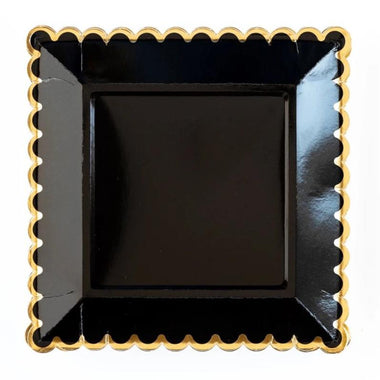 PLATES LARGE - BLACK + GOLD SCALLOP