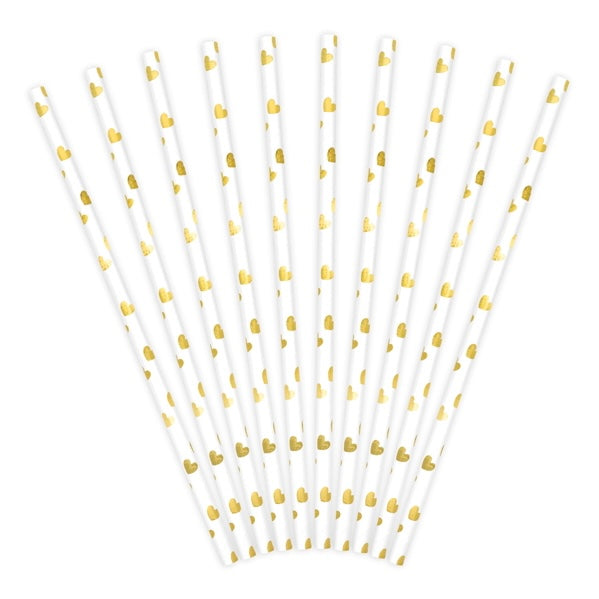 STRAWS - HEARTS GOLD (10 pack)