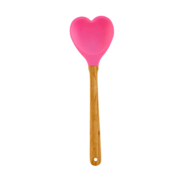KITCHEN UTENSILS - HEART SHAPED SILICONE WOOD SPATULA