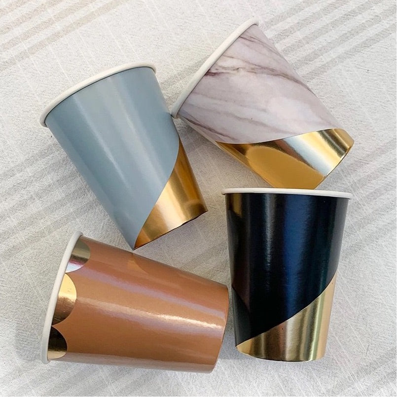 CUPS - BROWN GOLD SCALLOP 16 PACK