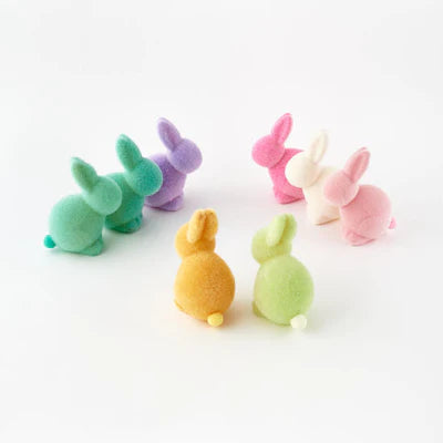 FLOCKED BUNNY - MEDIUM SEATED WITH TAIL