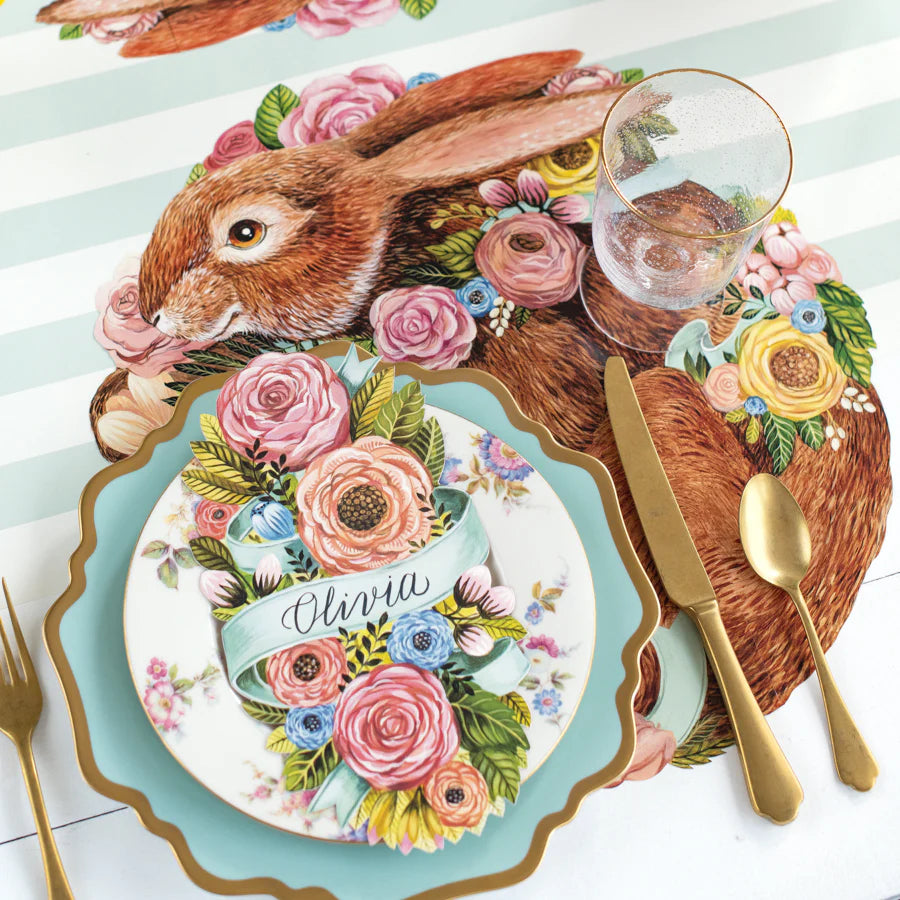 PLACEMATS - DIE-CUT BUNNY BOUQUET (Pack of 12)