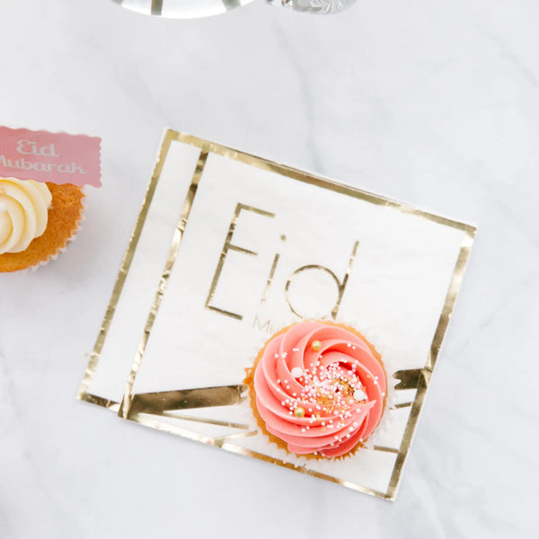 NAPKINS SMALL - WHITE EID MUBARAK