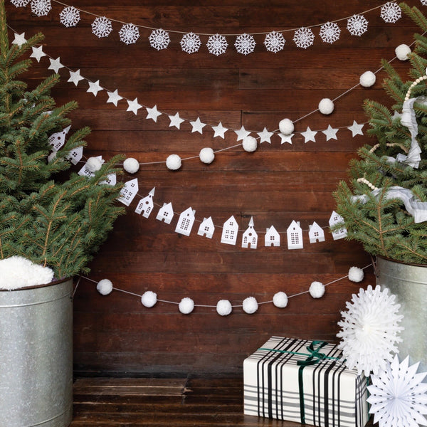 BANNER - PENNANT WHITE GLITTER STARS