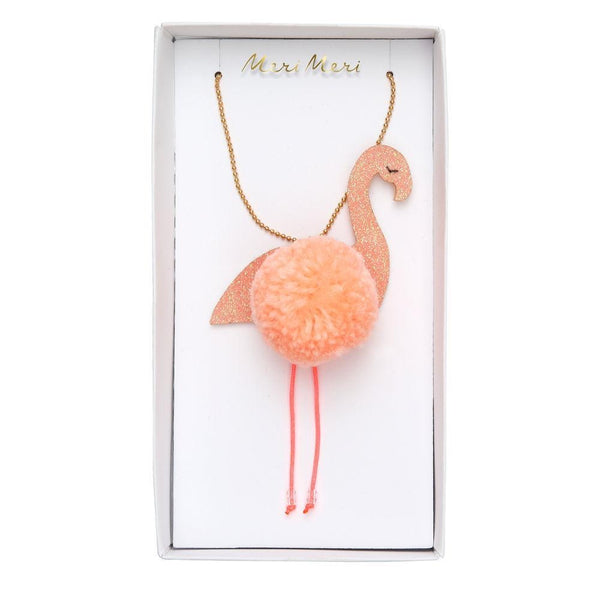 NECKLACE - FLAMINGO POM POM