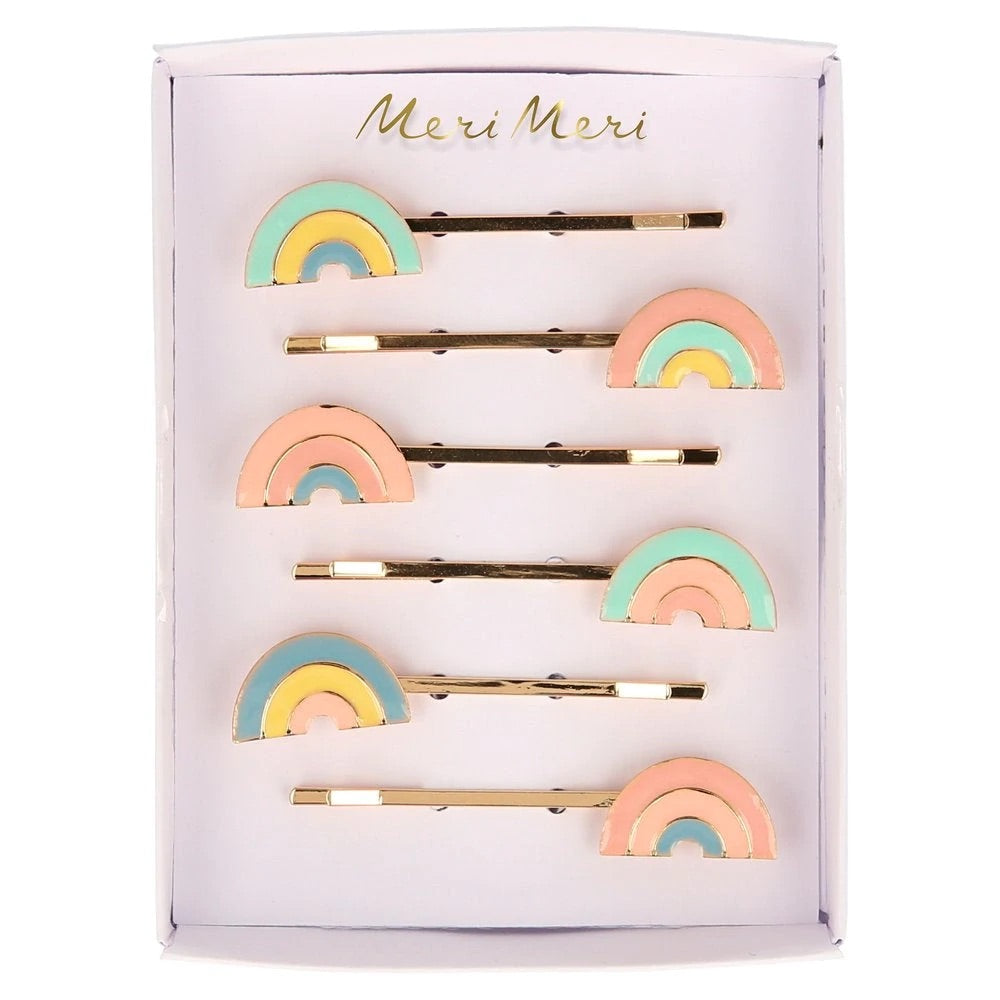 HAIR SLIDES - ENAMEL RAINBOW PASTEL
