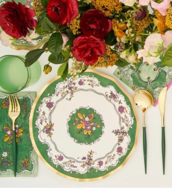 PLATES XL DINNER - FLORAL GREEN WAVY ETERNAL BY MOLLY HATCH