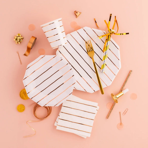PLATES LARGE - ROSEGOLD DAYDREAM SOCIETY FRENCHIE STRIPES