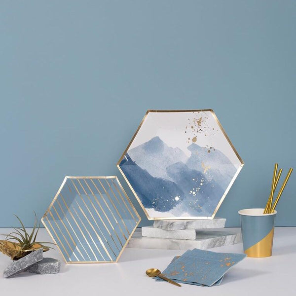 NAPKINS - LARGE MALIBU BLUE SPLASH, NAPKINS, HARLOW & GREY - Bon + Co. Party Studio