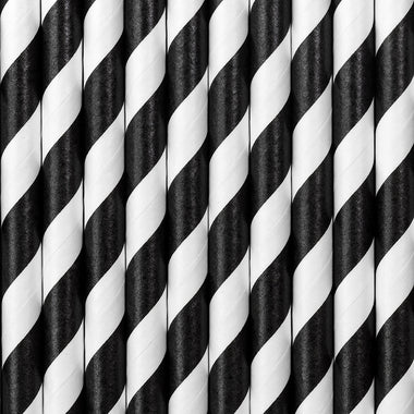 STRAWS - STRIPEY BLACK (10 pack)