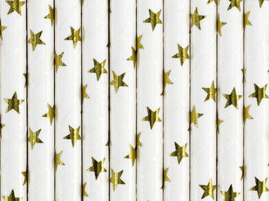 STRAWS - STARS GOLD (10 pack)