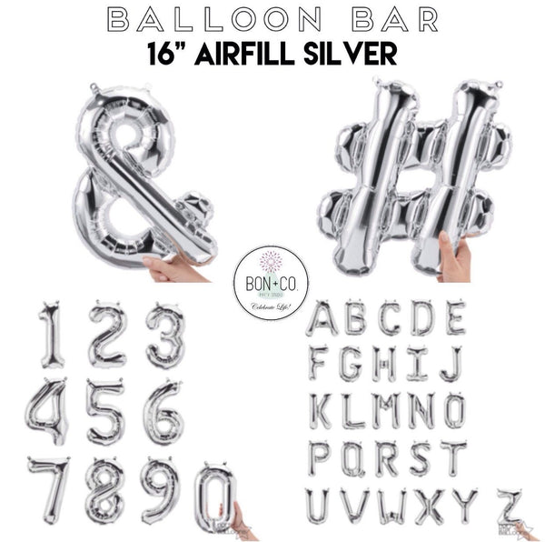 BALLOON BAR - 16” AIRFILL SILVER, Balloons, BETALLIC - Bon + Co. Party Studio