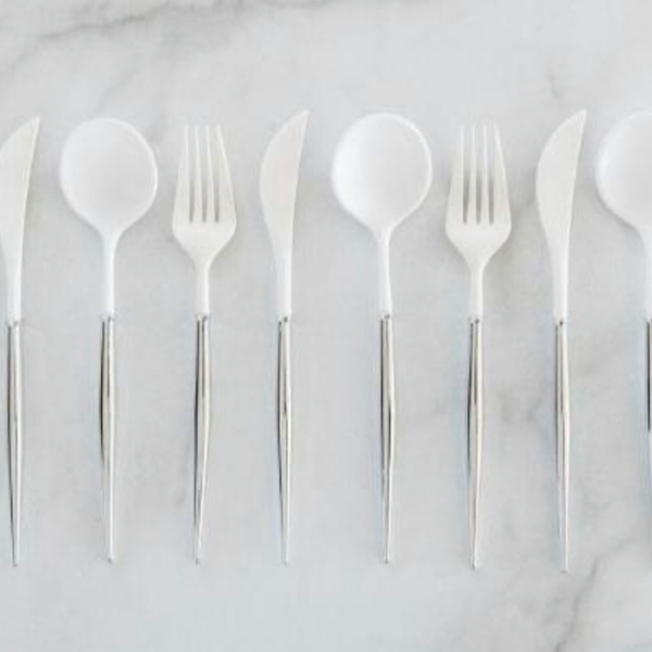 PREMIUM FLATWARE - REUSABLE BELLA SILVER (for 8)