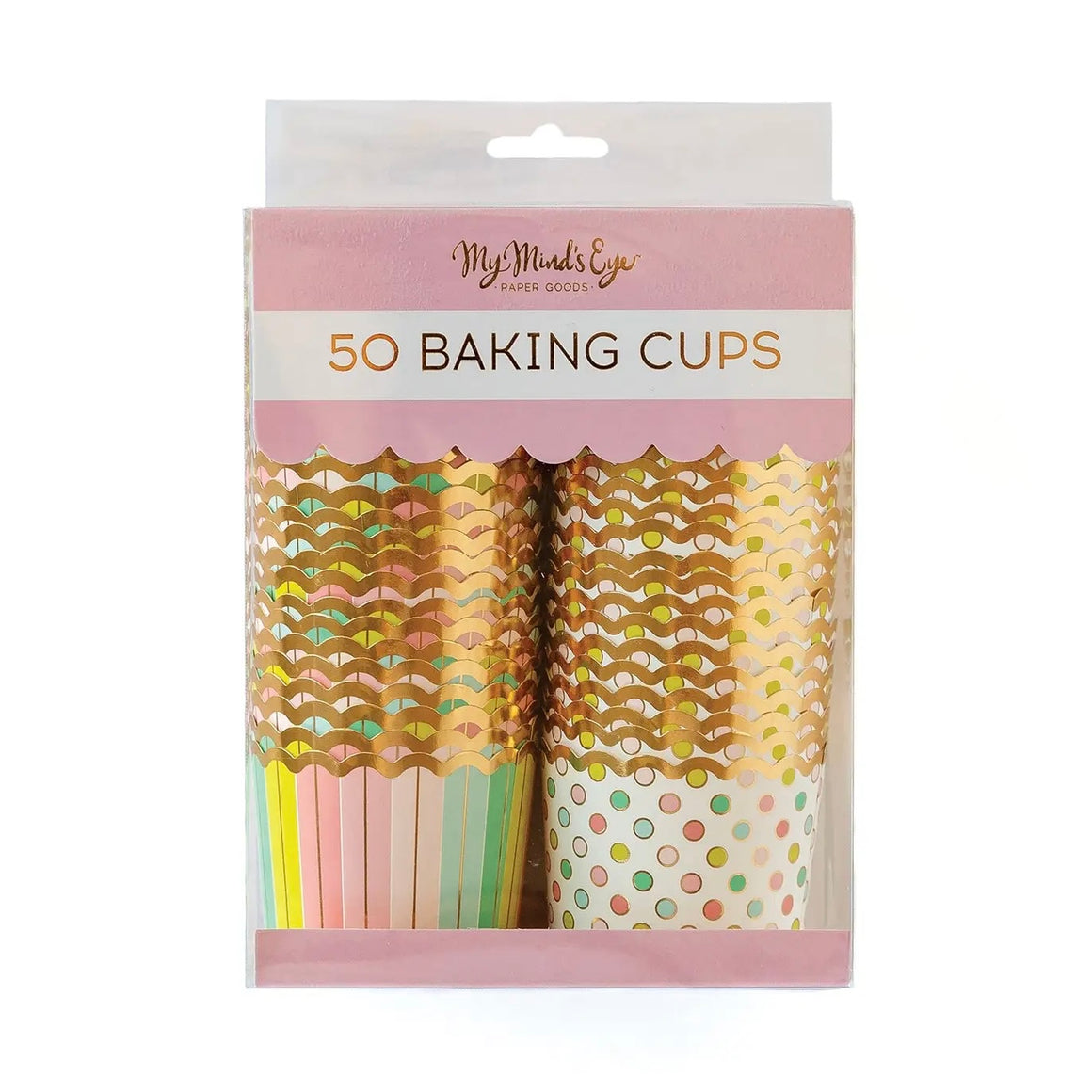 FOOD CUPS - MIXED COLOURFUL DOTS + STRIPES (PACK OF 50)