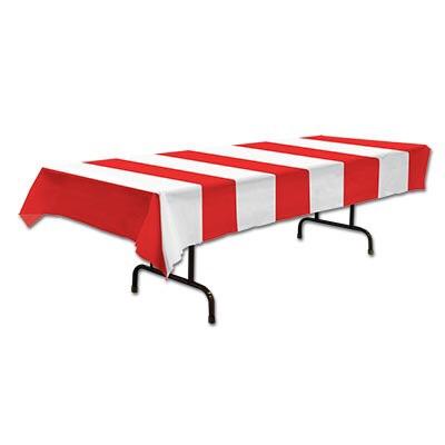 TABLECOVER - STRIPED RED + WHITE, tablecovers, SKS - Beistle Co - Bon + Co. Party Studio