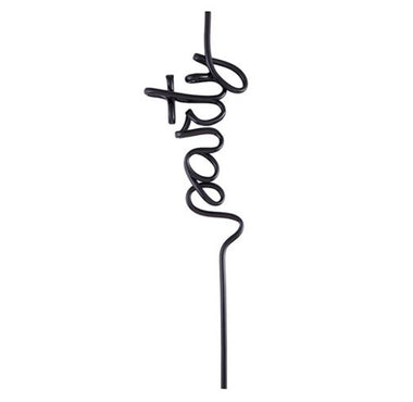DECORATIVE REUSABLE STRAWS - SCRIPT WORD STRAWS PARTY BLACK