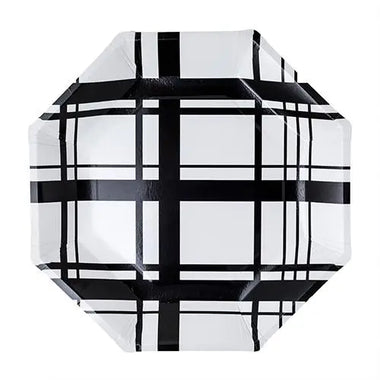 PLATES CHARGER - EXTRA LARGE BLACK + WHITE PLAID