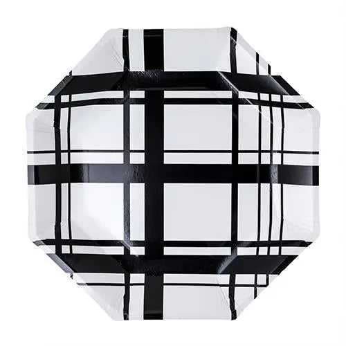 PLATES CHARGER - EXTRA LARGE BLACK + WHITE PLAID