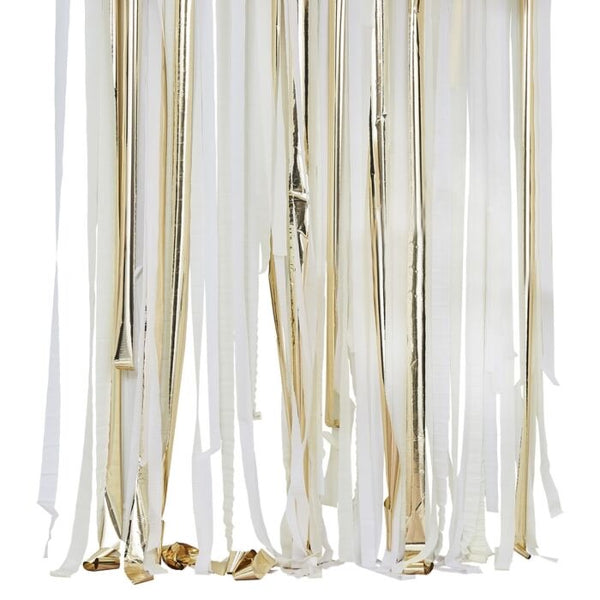 STREAMER BACKDROP - METALLIC GOLD + WHITE