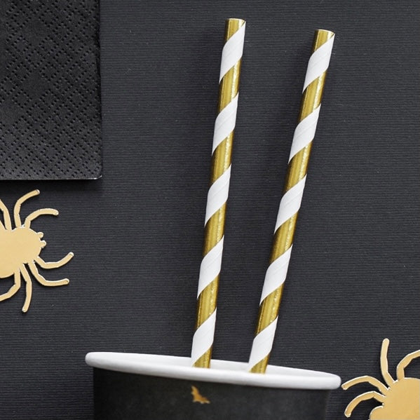 STRAWS - STRIPE GOLD FOIL (10 pack)