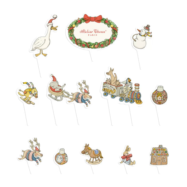 MINI ACRYLIC CAKE TOPPERS - ATELIER CHOUX PARIS CHRISTMAS (SET OF 12)