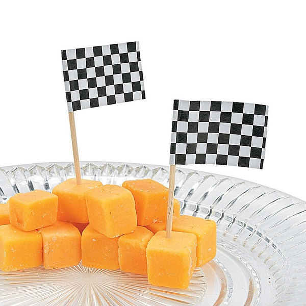 FOOD PICKS - CHECKERED RACING FLAGS