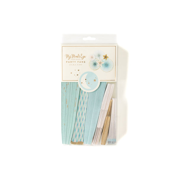 PARTY FANS - PINWHEELS BABY BLUE