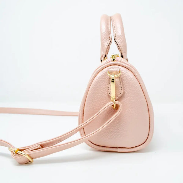 DUFFLE BAG - STRIPED LEATHER BLUSH