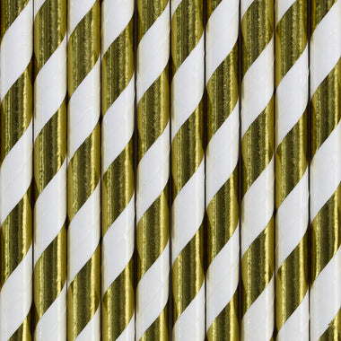 STRAWS - STRIPE GOLD FOIL (10 pack)