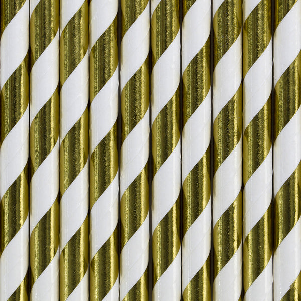 STRAWS - STRIPE GOLD FOIL (10 pack)