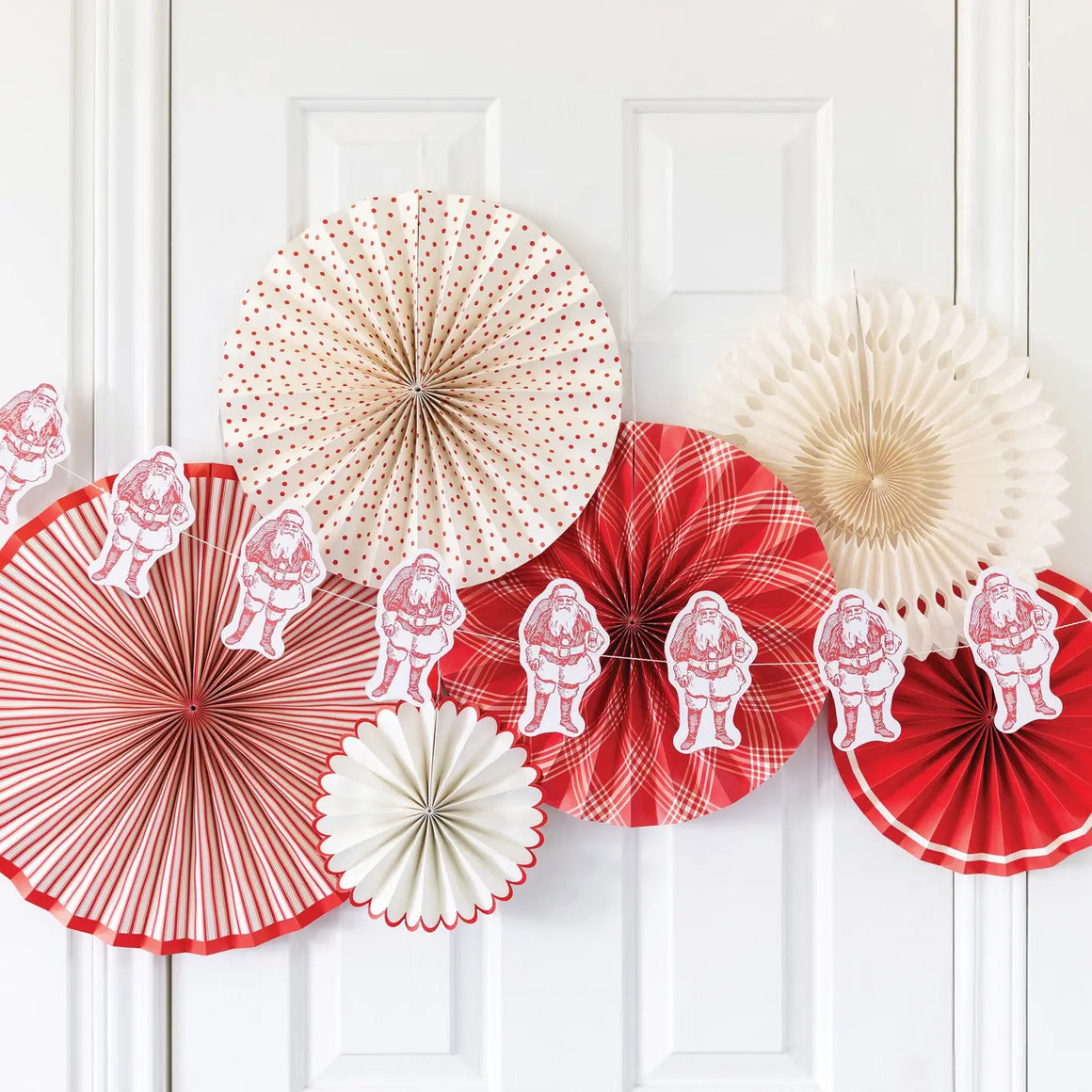 PARTY FANS - PINWHEELS RED + WHITE