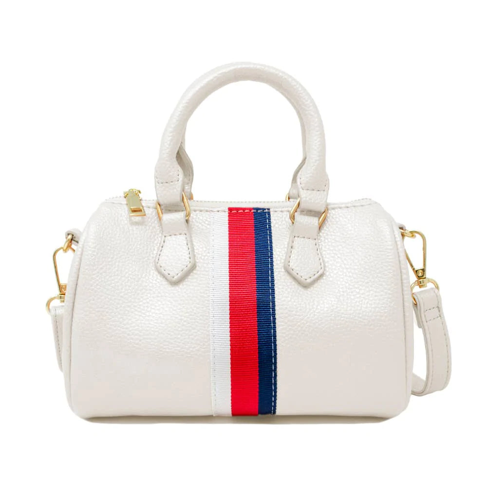 DUFFLE BAG - STRIPED LEATHER WHITE