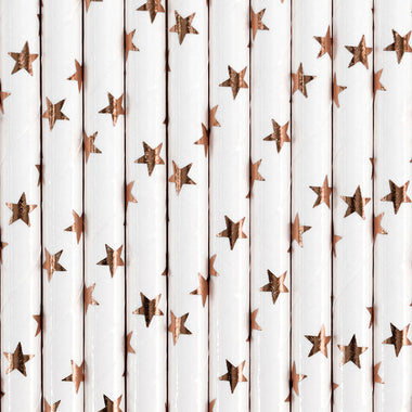 STRAWS - STARS ROSE GOLD (10 pack)