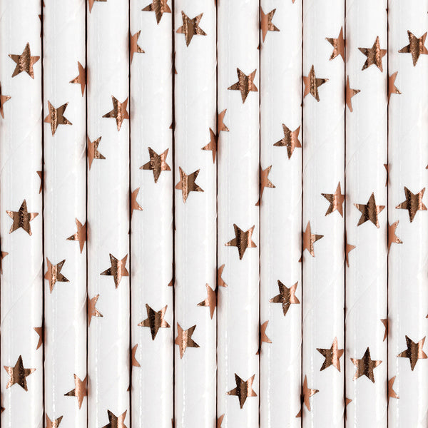 STRAWS - STARS ROSE GOLD (10 pack)