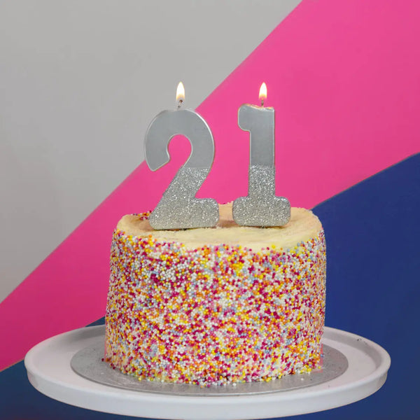 CANDLES - NUMBER CANDLE SILVER GLITTER