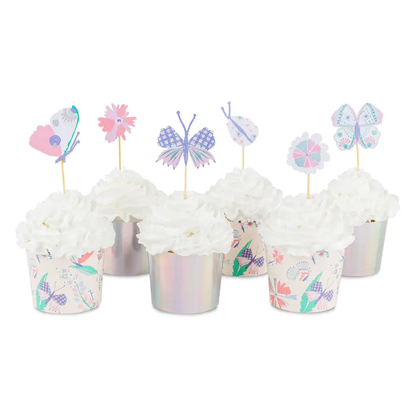 CUPCAKE KIT - FLUTTER BUTTERFLY (Set of 24 cups & toppers)